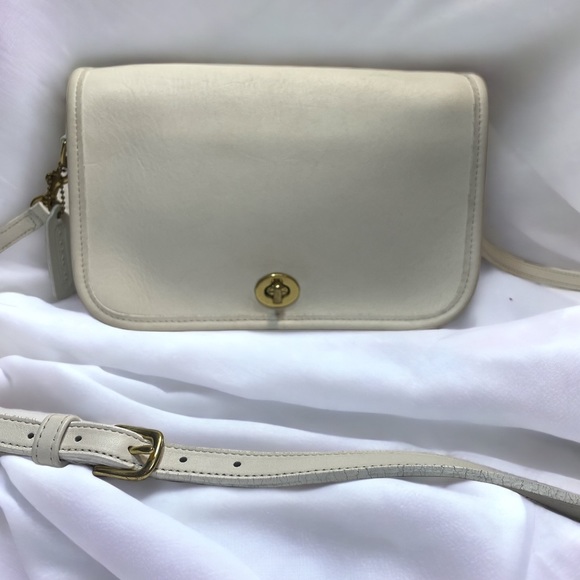 Coach Handbags - Vintage Coach 9755 White Bone Leather Crossbody Bag Purse